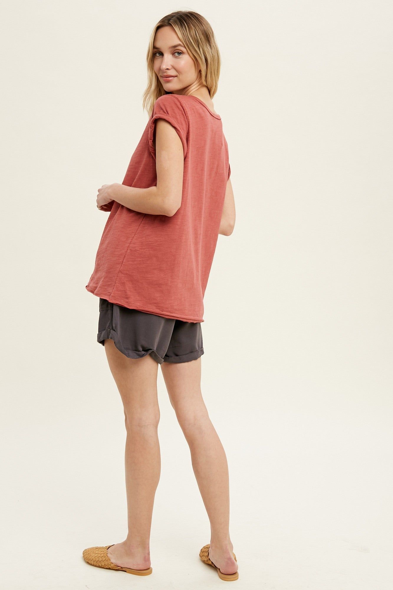 Rust Cuffed Sleeve Top sold by Pinkblush product image thumbnail 4