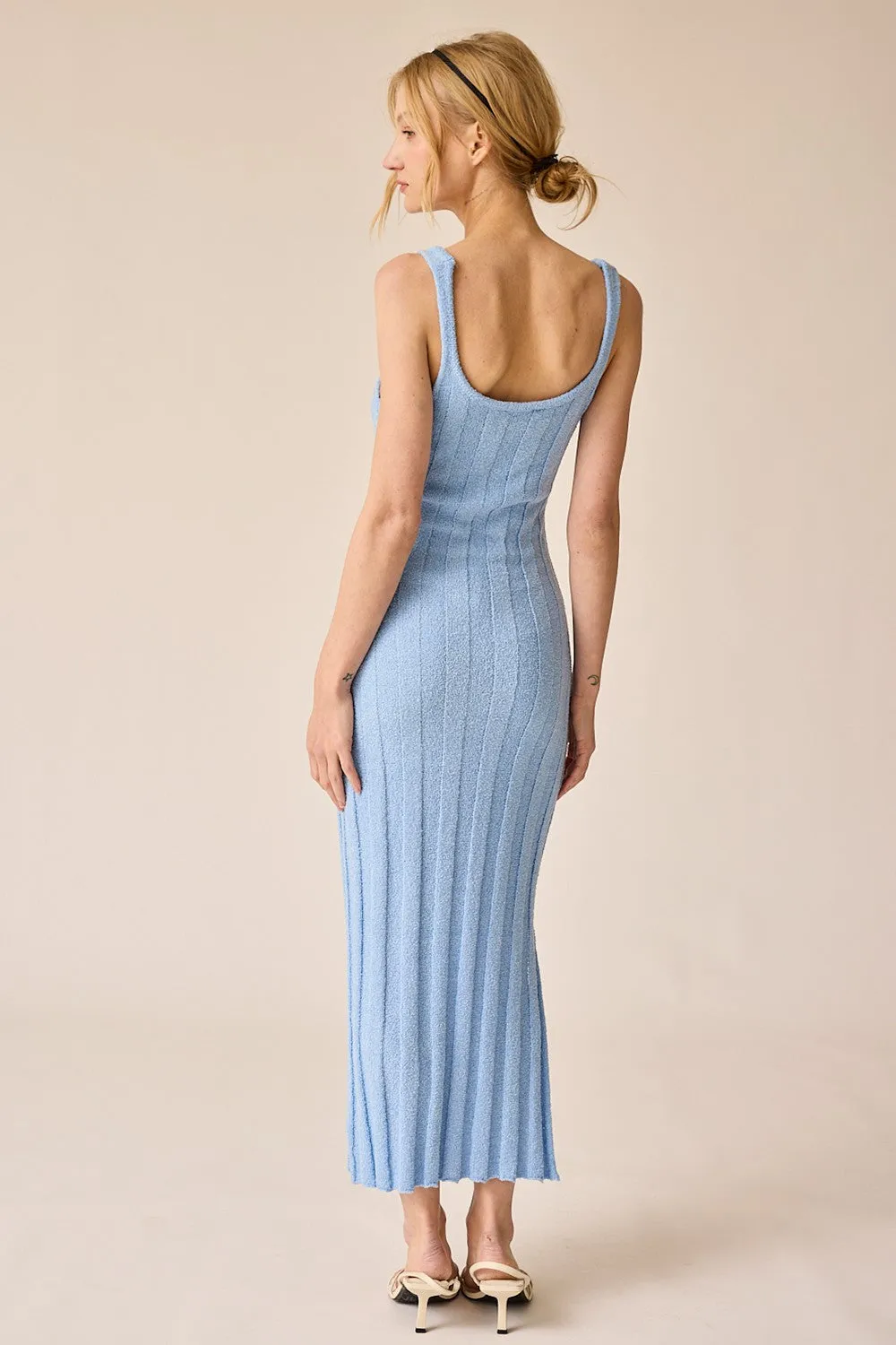 Light Blue Rib Knit Side Slit Maxi Dress sold by Pinkblush product image thumbnail 3