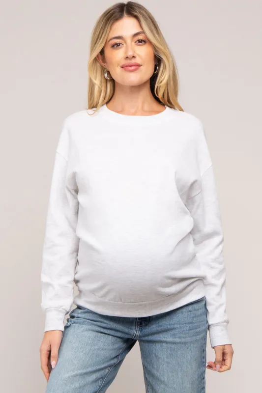 Heather Grey Pullover Maternity Sweatshirt sold by Pinkblush