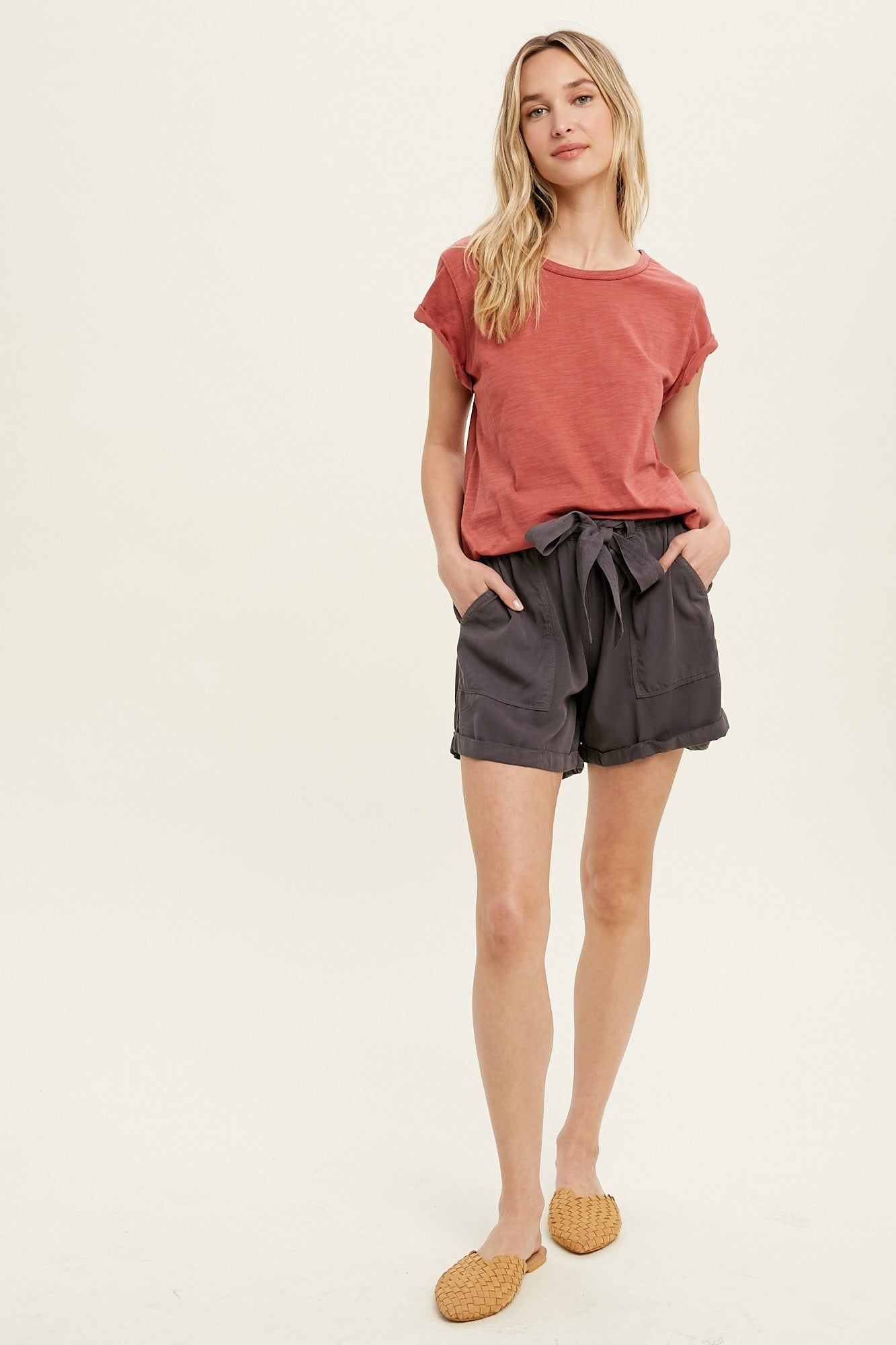 Rust Cuffed Sleeve Top sold by Pinkblush product image thumbnail 2