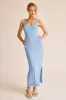 Light Blue Rib Knit Side Slit Maxi Dress sold by Pinkblush