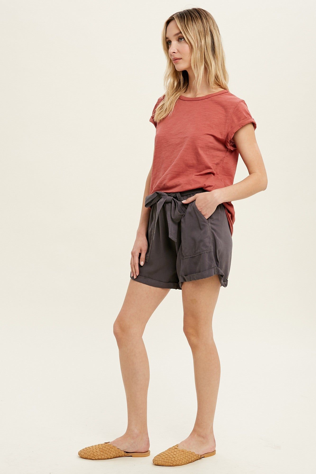 Rust Cuffed Sleeve Top sold by Pinkblush product image thumbnail 3