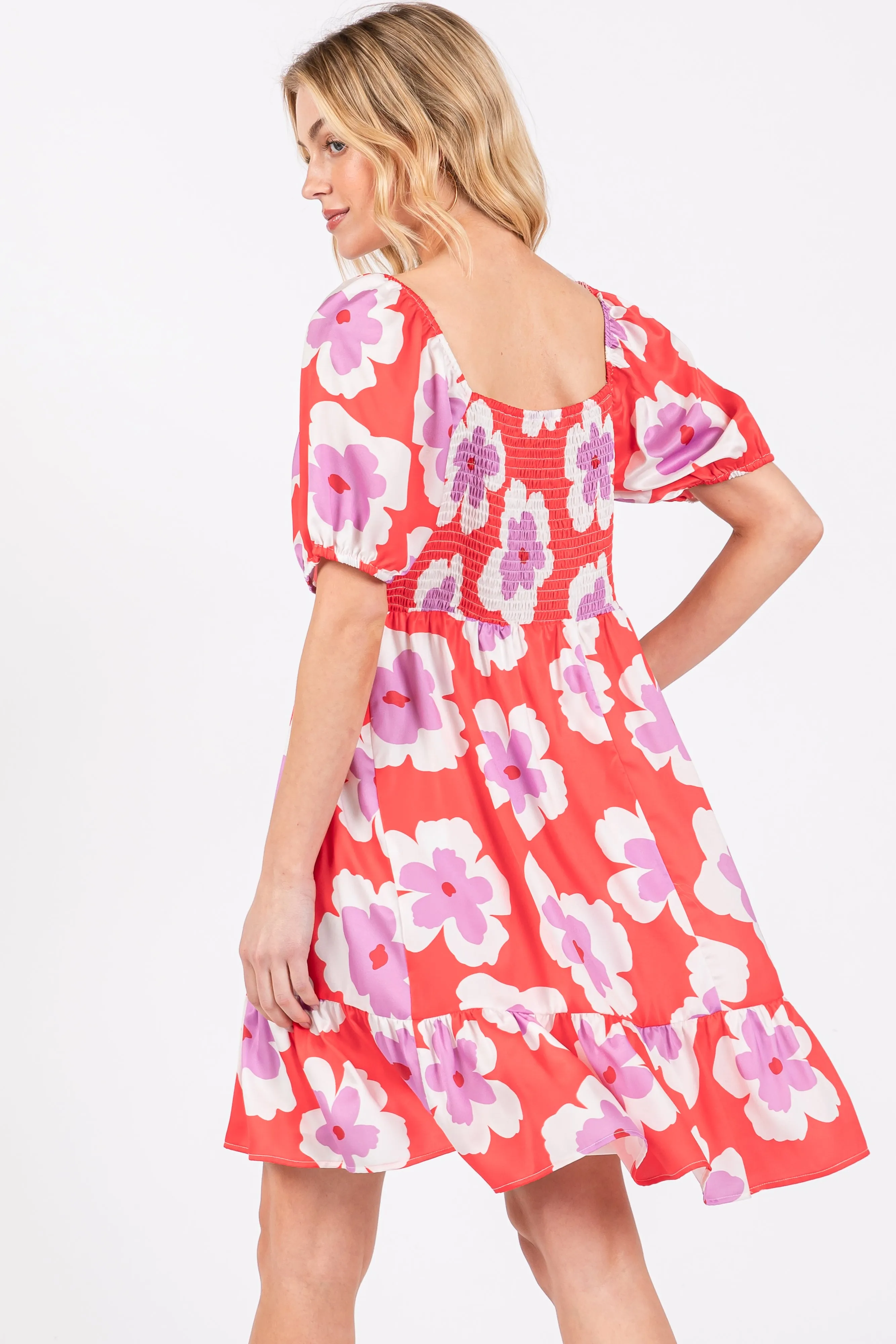 Red Floral Ruffle Hem Dress sold by Pinkblush product image thumbnail 3