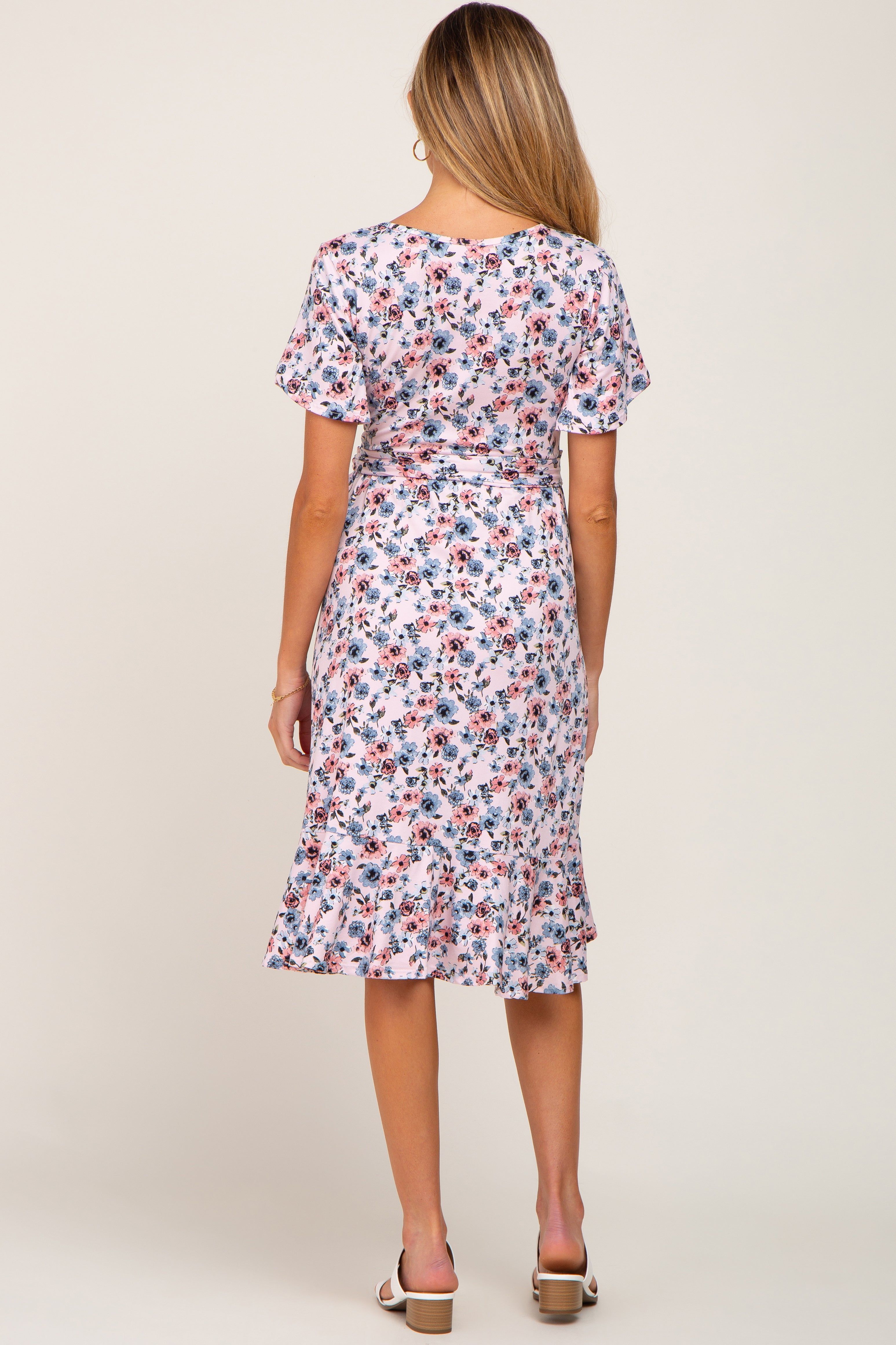 Pink Floral Ruffle Maternity Dress sold by Pinkblush product image thumbnail 3