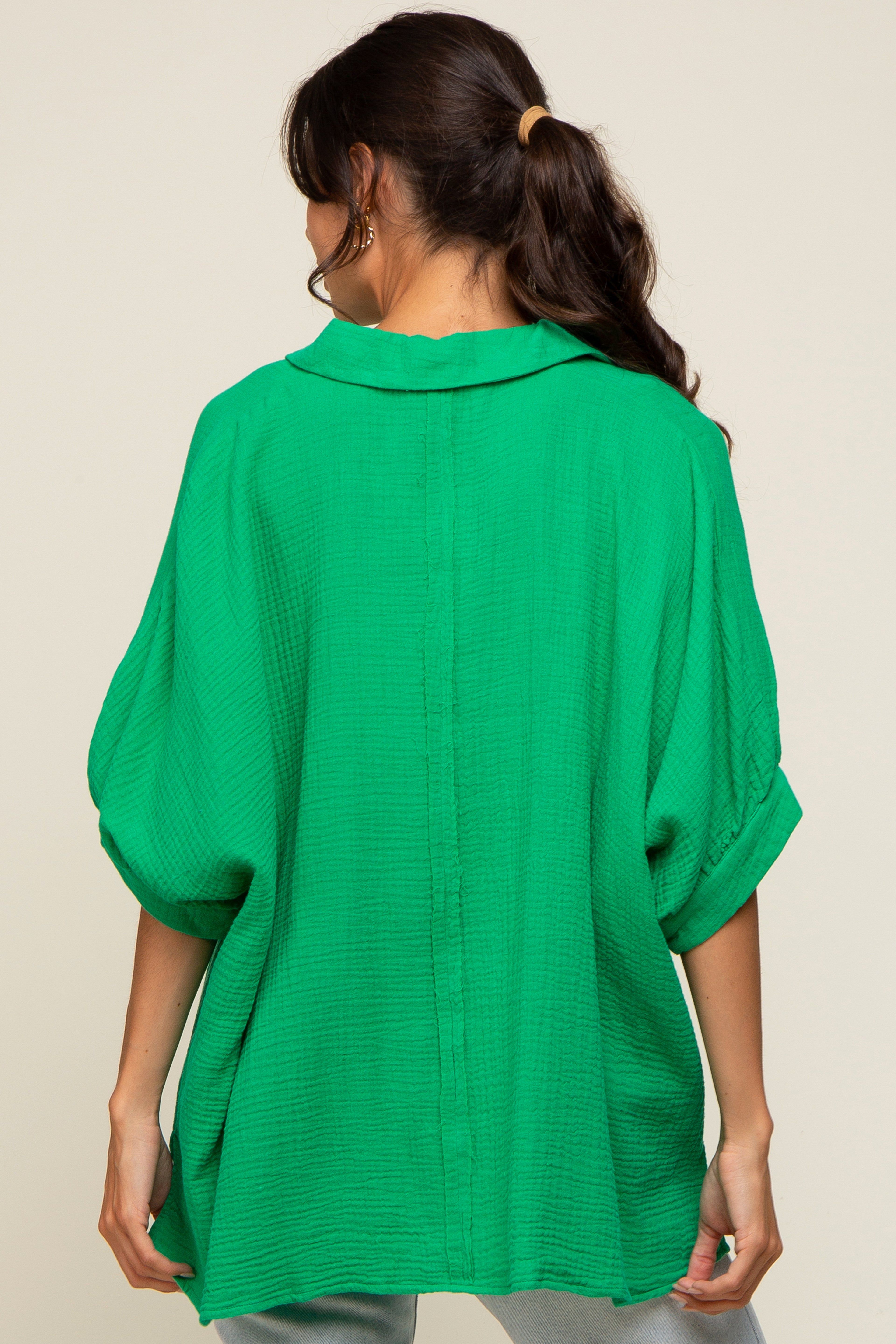 Green Button Down Collared Top sold by Pinkblush product image thumbnail 5