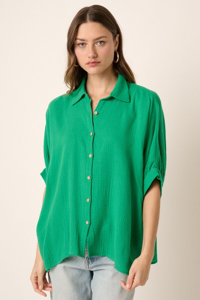 Green Button Down Collared Top sold by Pinkblush product image thumbnail 2