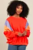 Coral Colorblock Dolman Sleeve Sweatshirt sold by Pinkblush