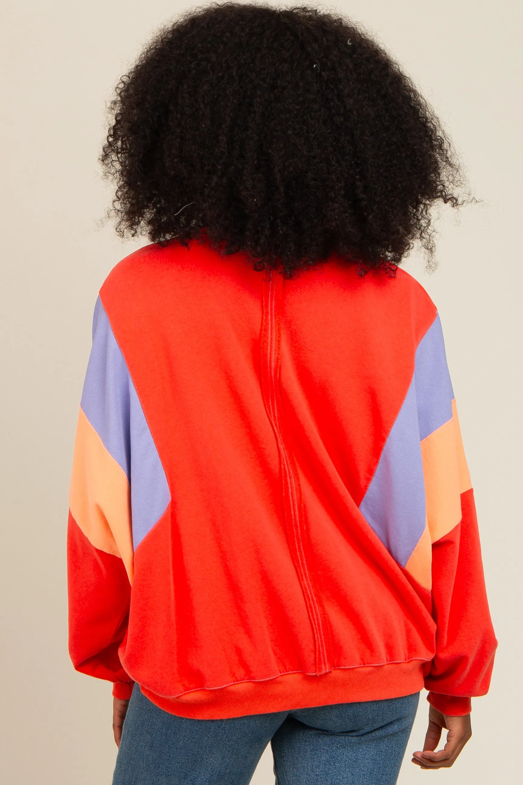 Coral Colorblock Dolman Sleeve Sweatshirt sold by Pinkblush product image thumbnail 4