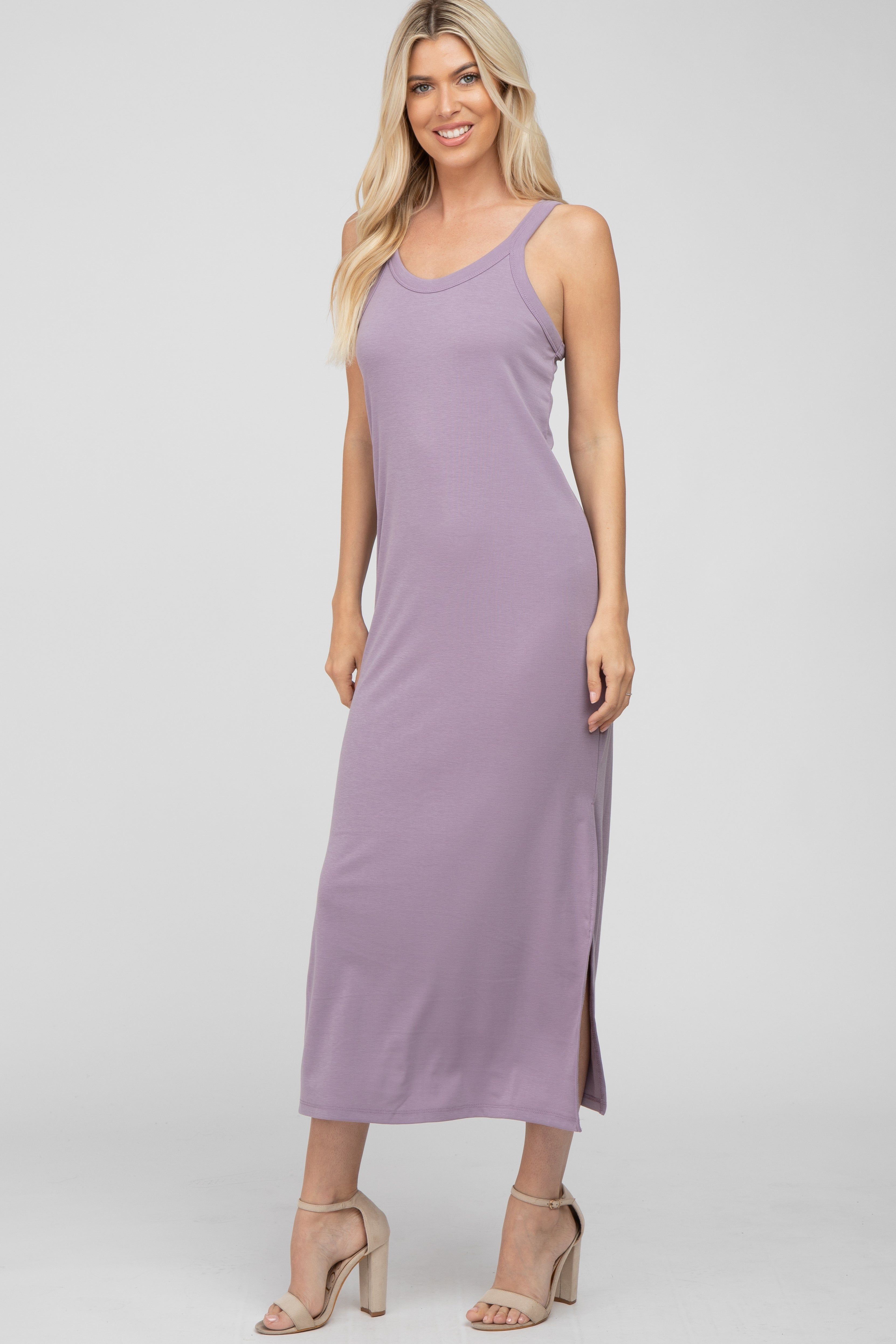 Lavender Sleeveless Side Slit Maxi Dress sold by Pinkblush product image thumbnail 2