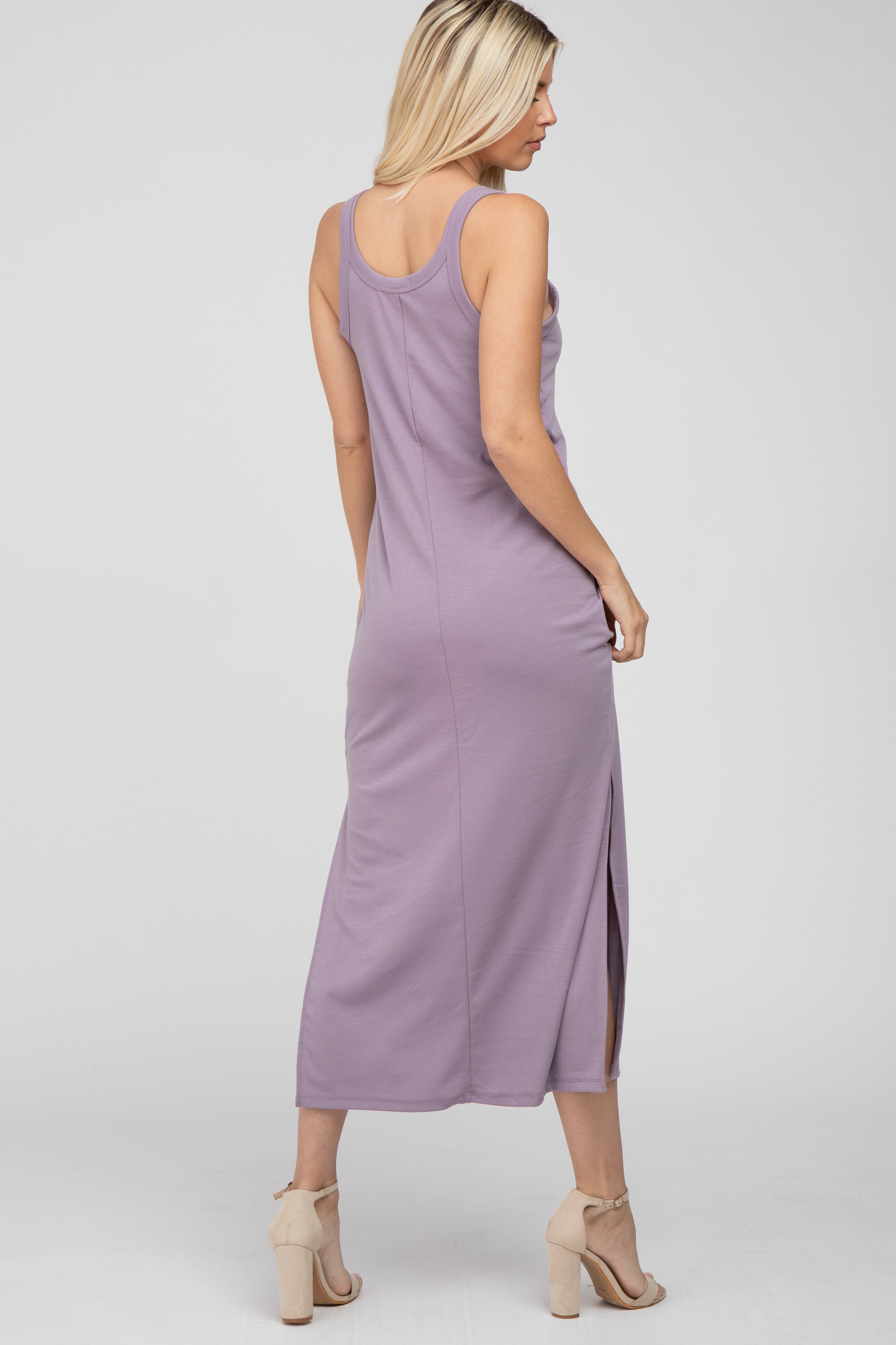 Lavender Sleeveless Side Slit Maxi Dress sold by Pinkblush product image thumbnail 3