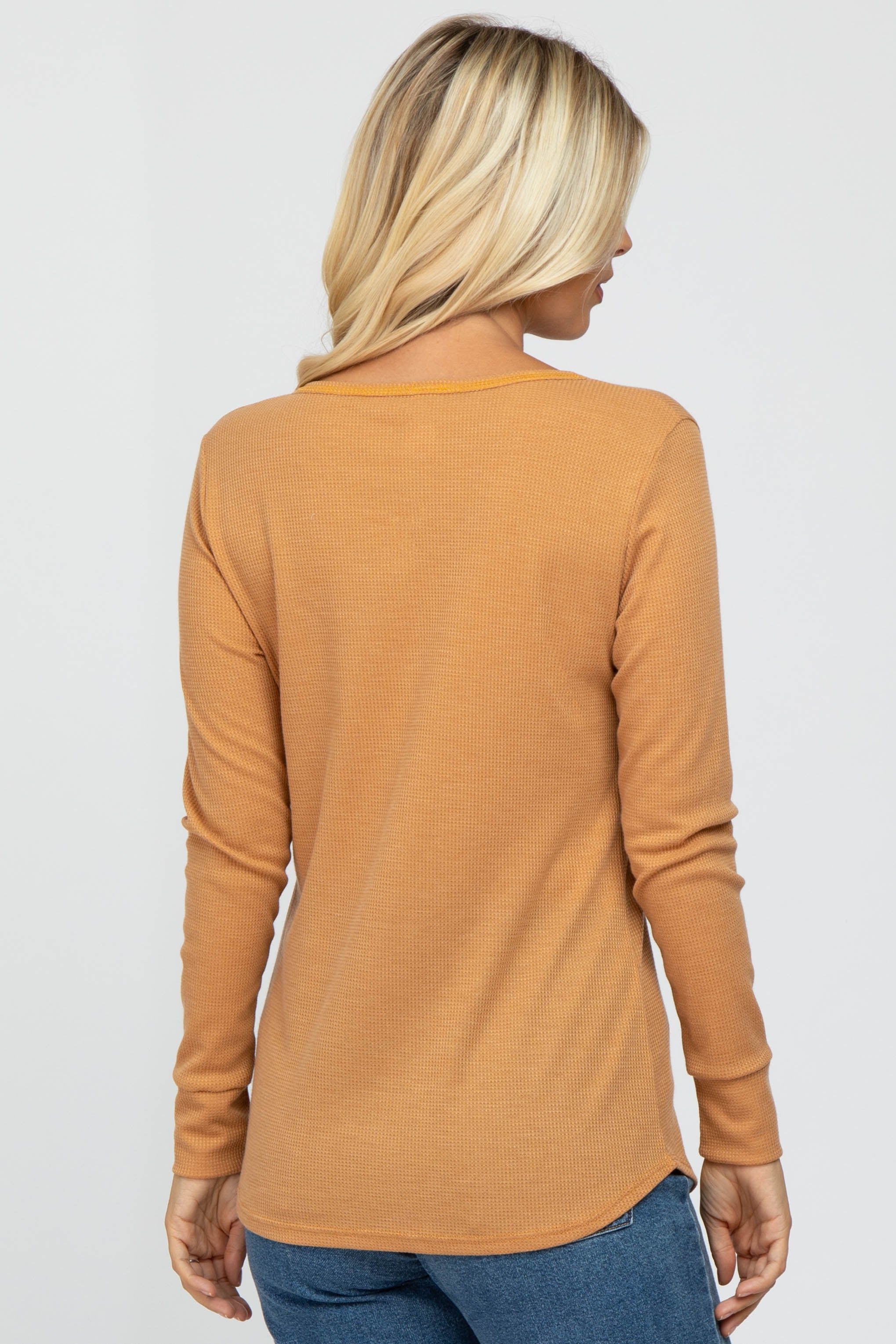 Gold Waffle Knit Front Snap Button Top sold by Pinkblush product image thumbnail 3