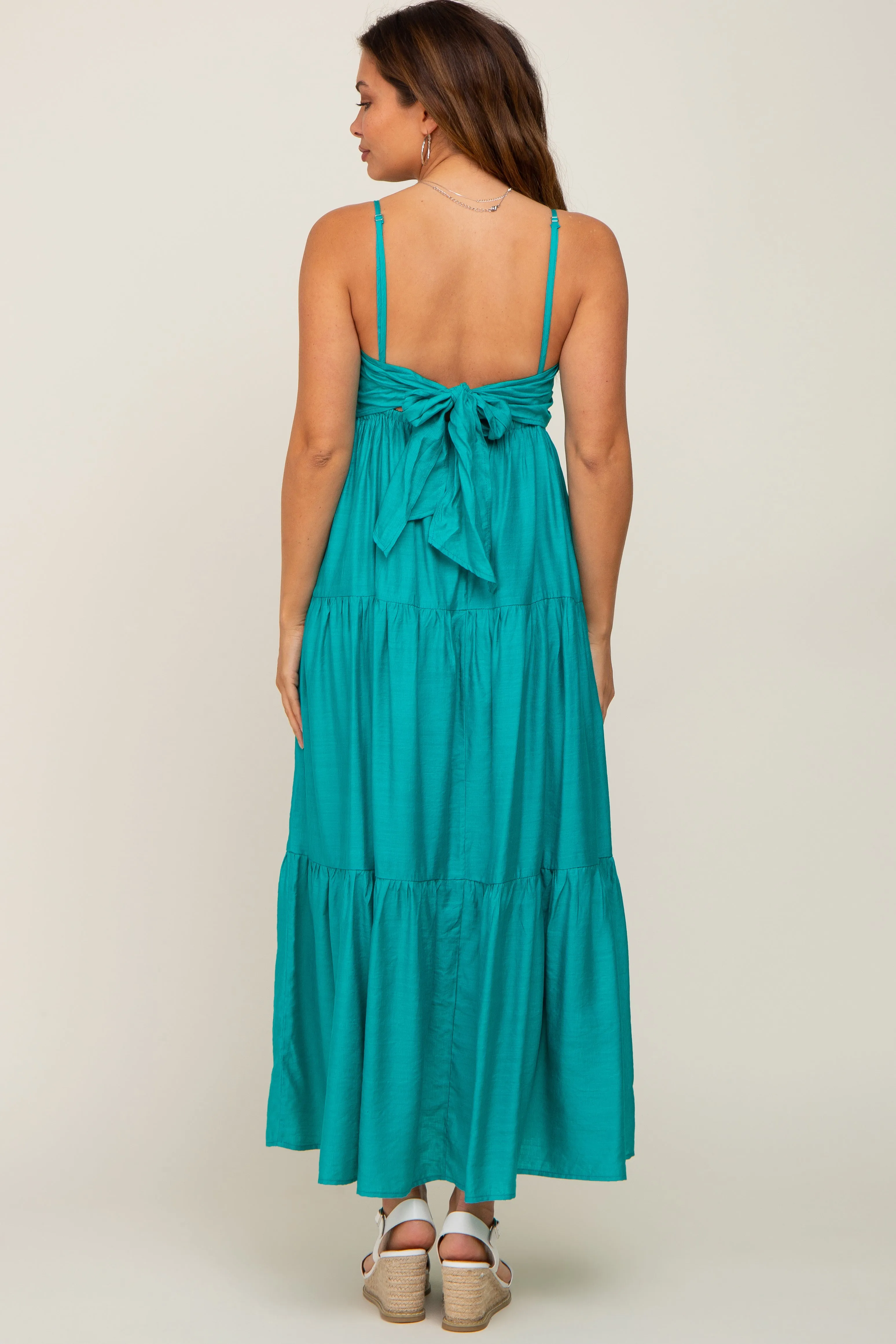 Green Tiered Maternity Maxi Dress sold by Pinkblush product image thumbnail 3