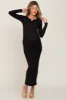 Black Ribbed Long Sleeve Maternity Maxi Dress sold by Pinkblush
