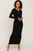 Black Ribbed Long Sleeve Maternity Maxi Dress sold by Pinkblush