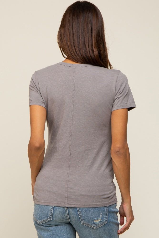 Grey Slub Knit Cropped Maternity T-Shirt sold by Pinkblush product image thumbnail 4