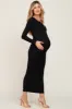Black Ribbed Long Sleeve Maternity Maxi Dress sold by Pinkblush