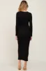 Black Ribbed Long Sleeve Maternity Maxi Dress sold by Pinkblush