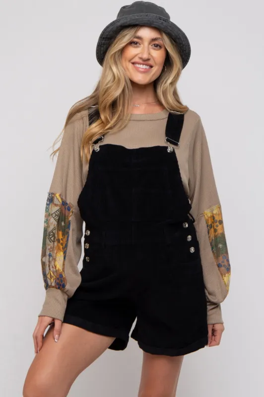 Black Corduroy Maternity Short Overalls sold by Pinkblush