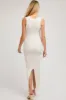Ivory Ribbed Lace Flower Accent Maternity Maxi Dress sold by Pinkblush
