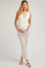 Ivory Ribbed Lace Flower Accent Maternity Maxi Dress sold by Pinkblush