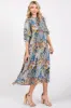 Blue Paisley Print Tiered A-Line Midi Dress sold by Pinkblush