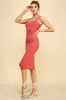 Rust Ribbed Square Neck Low Back Sleeveless Midi Dress sold by Pinkblush
