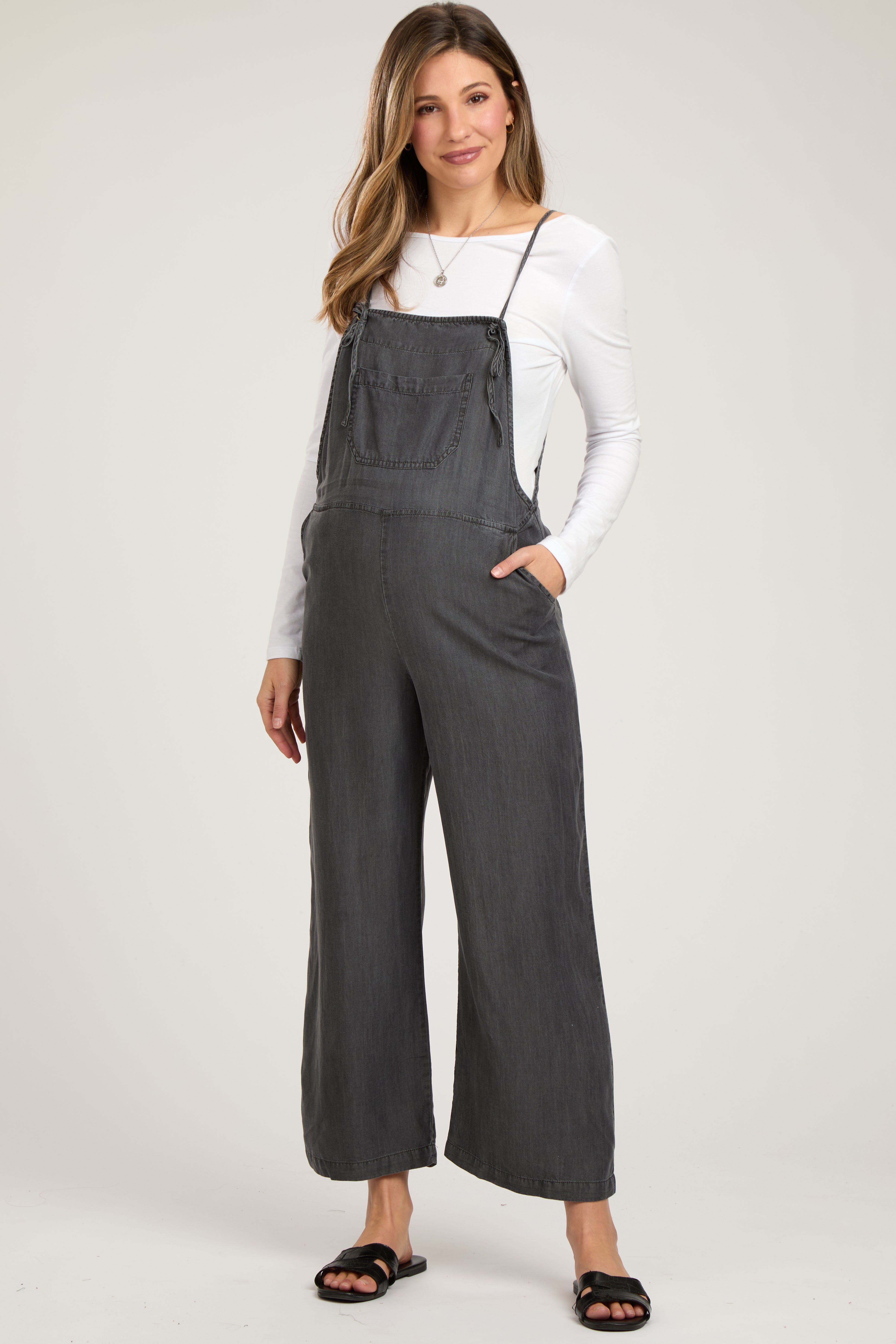 Charcoal Front Pocket Maternity Overall sold by Pinkblush