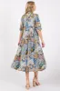 Blue Paisley Print Tiered A-Line Midi Dress sold by Pinkblush