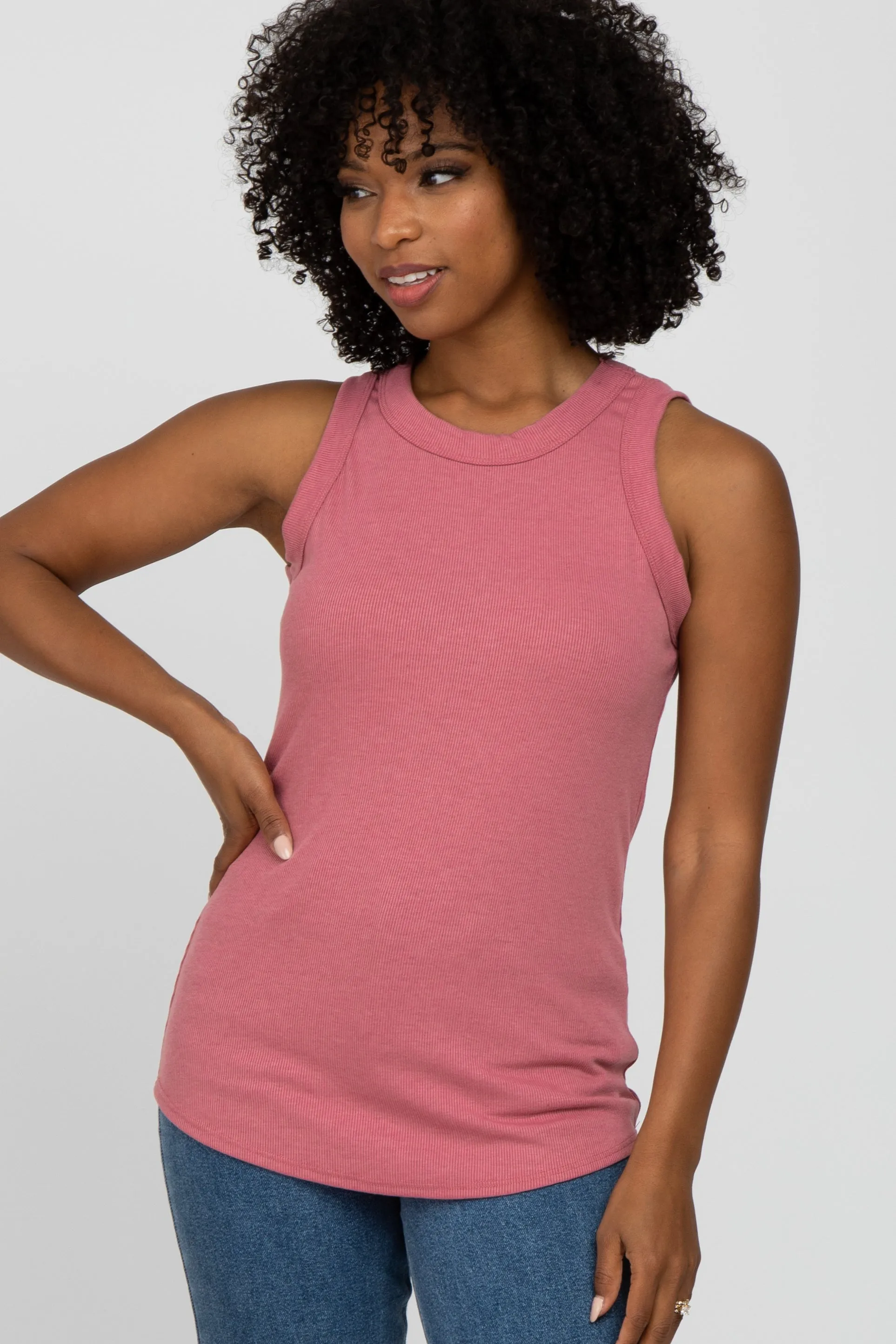 Mauve Ribbed Sleeveless Maternity Top sold by Pinkblush product image thumbnail 5