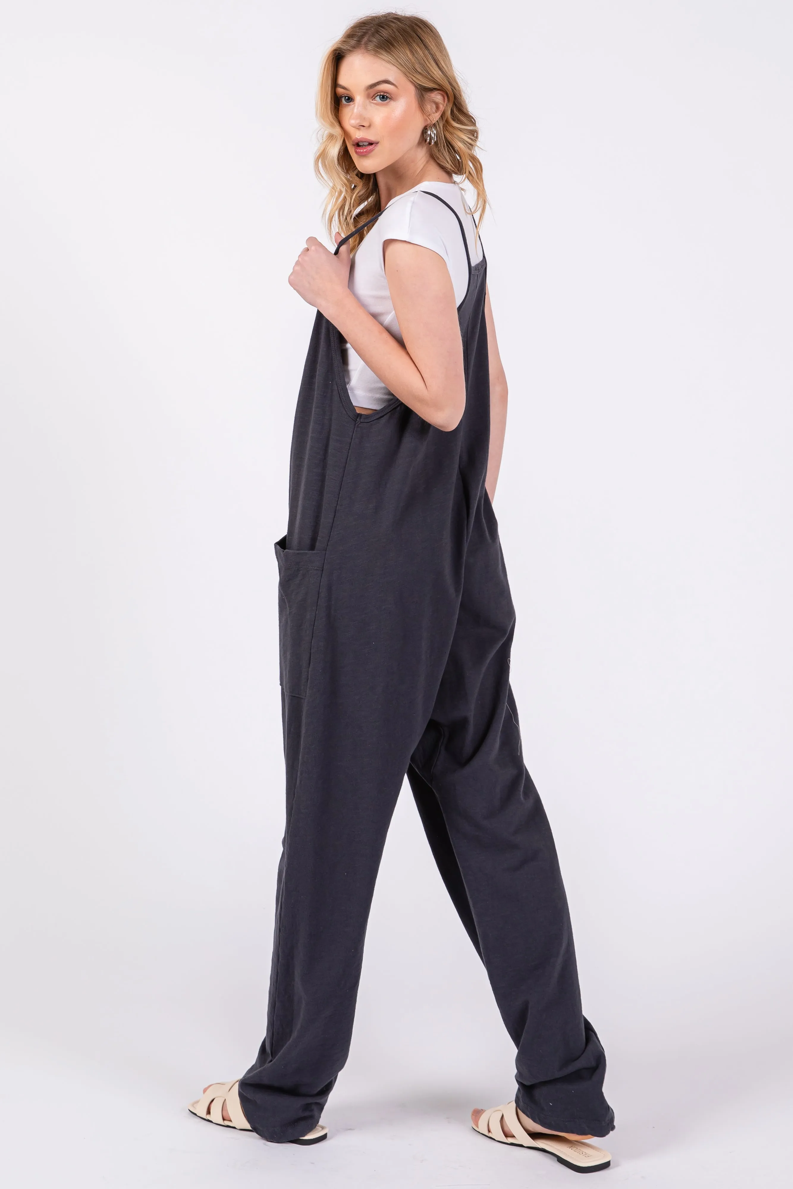Charcoal Knit Front Pocket Overall sold by Pinkblush product image thumbnail 3