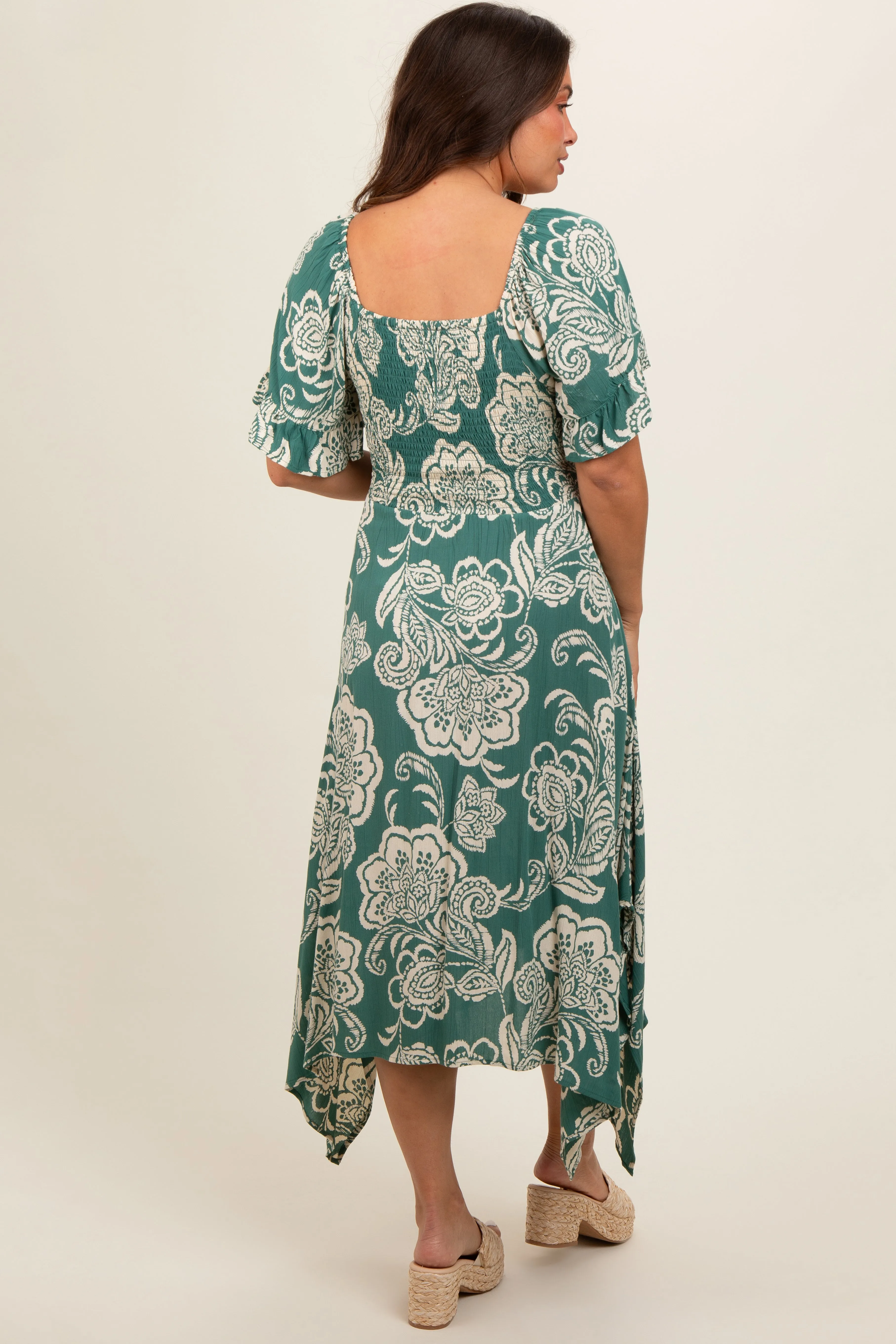 Green Floral Cutout Maternity Midi Dress sold by Pinkblush product image thumbnail 2