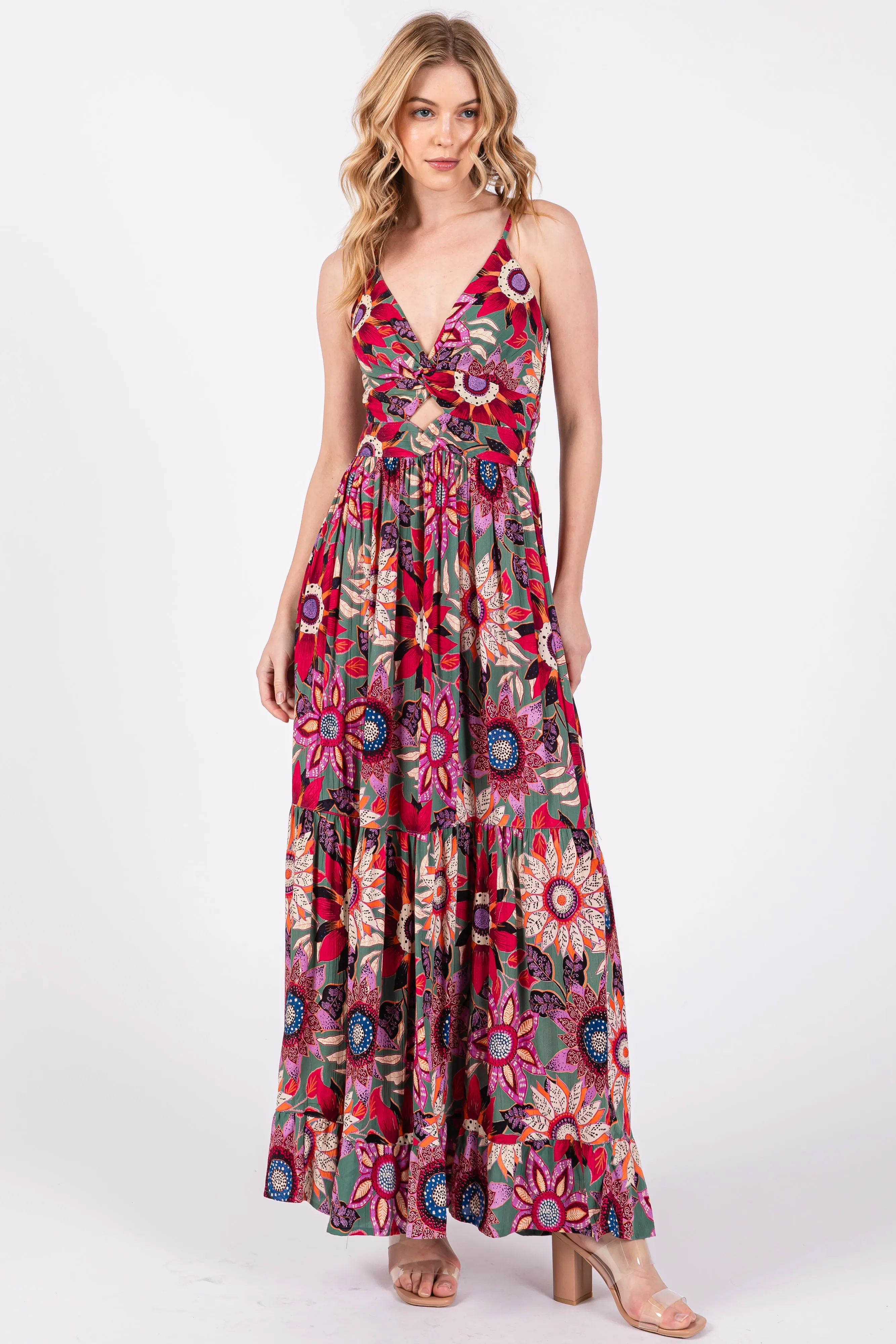 Multicolor Floral Front Twist Maternity Maxi Dress sold by Pinkblush product image thumbnail 4