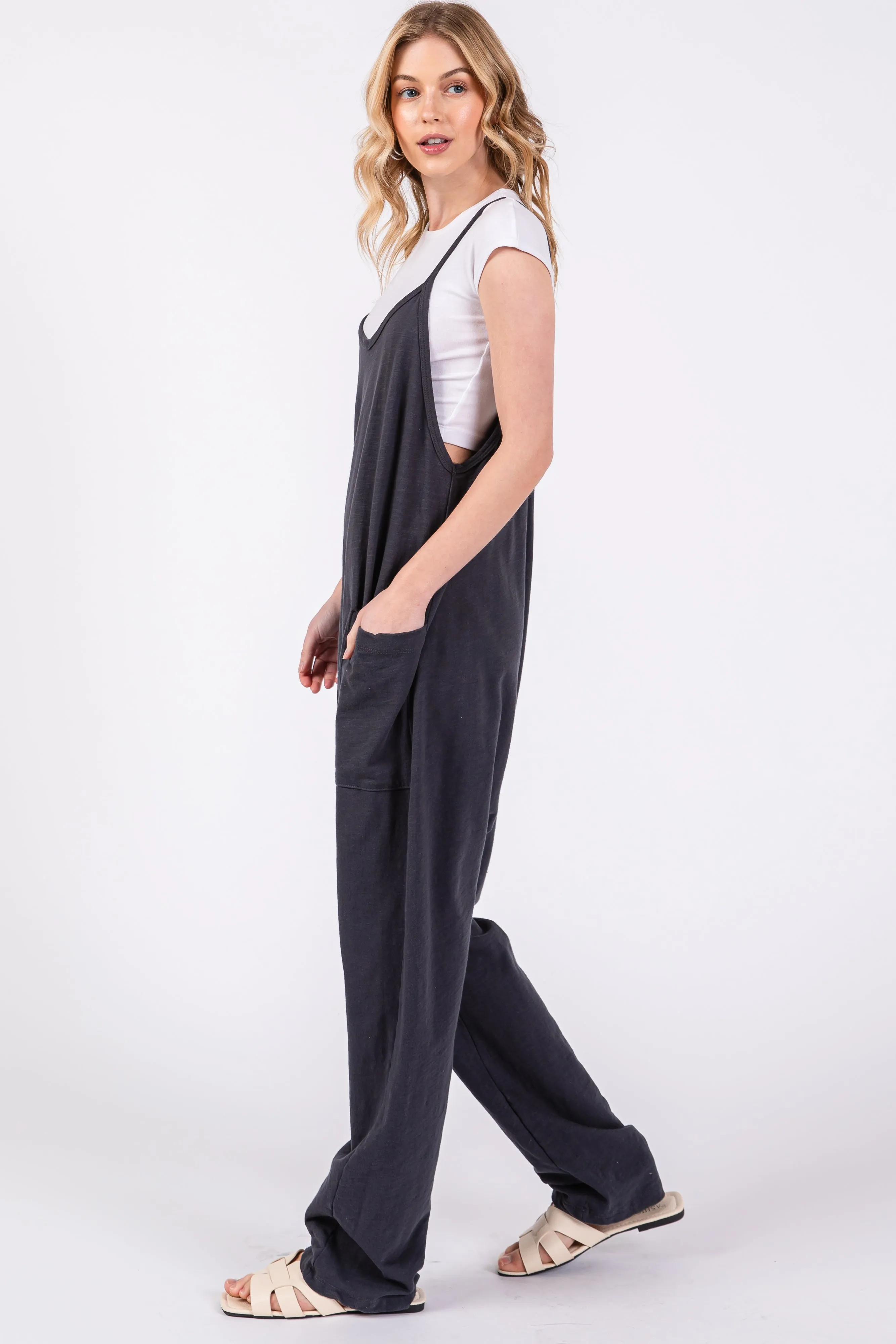 Charcoal Knit Front Pocket Overall sold by Pinkblush product image thumbnail 2