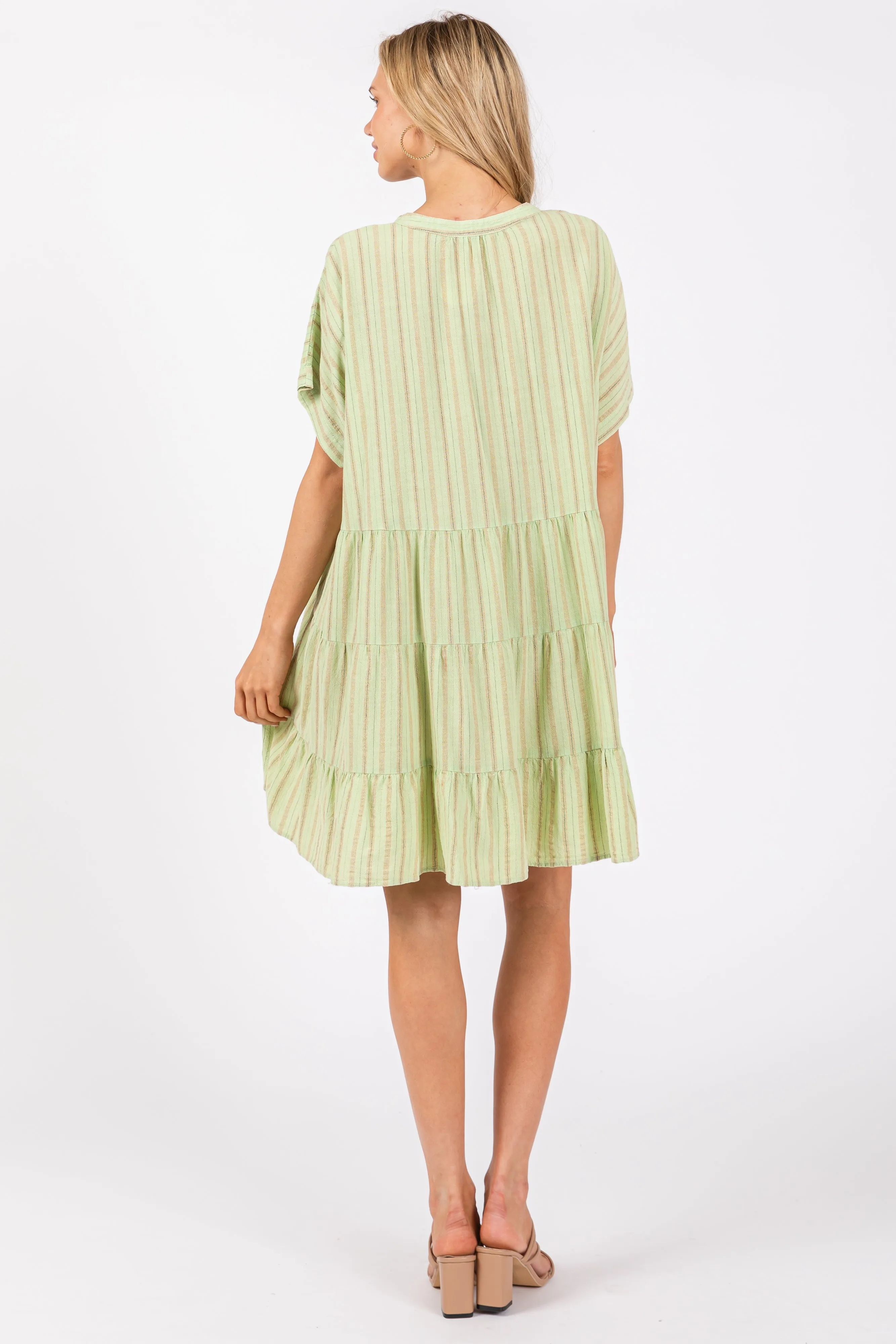 Mint Green Striped Button Front Dress sold by Pinkblush product image thumbnail 4