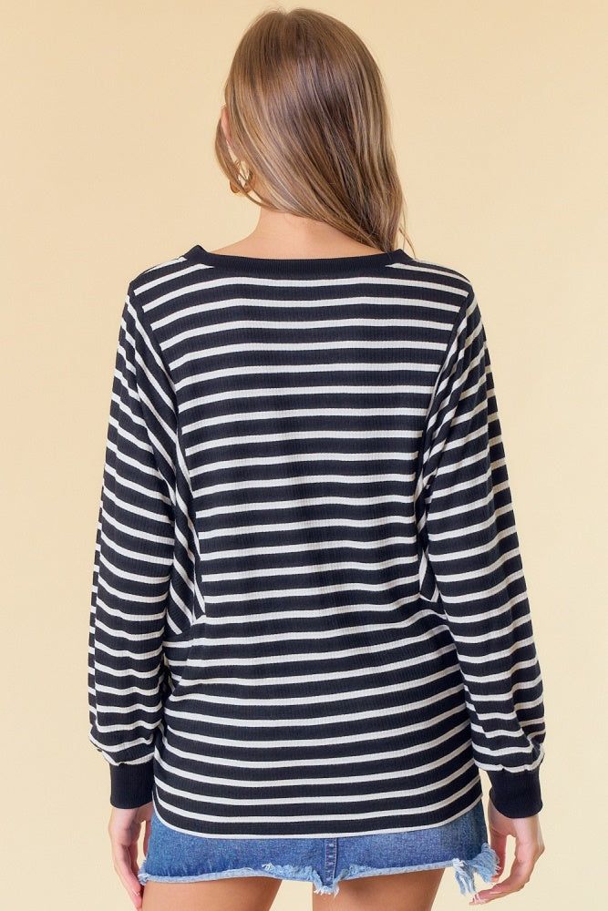 Black White Dolman Oversized Strip Tunic sold by Pinkblush product image thumbnail 4