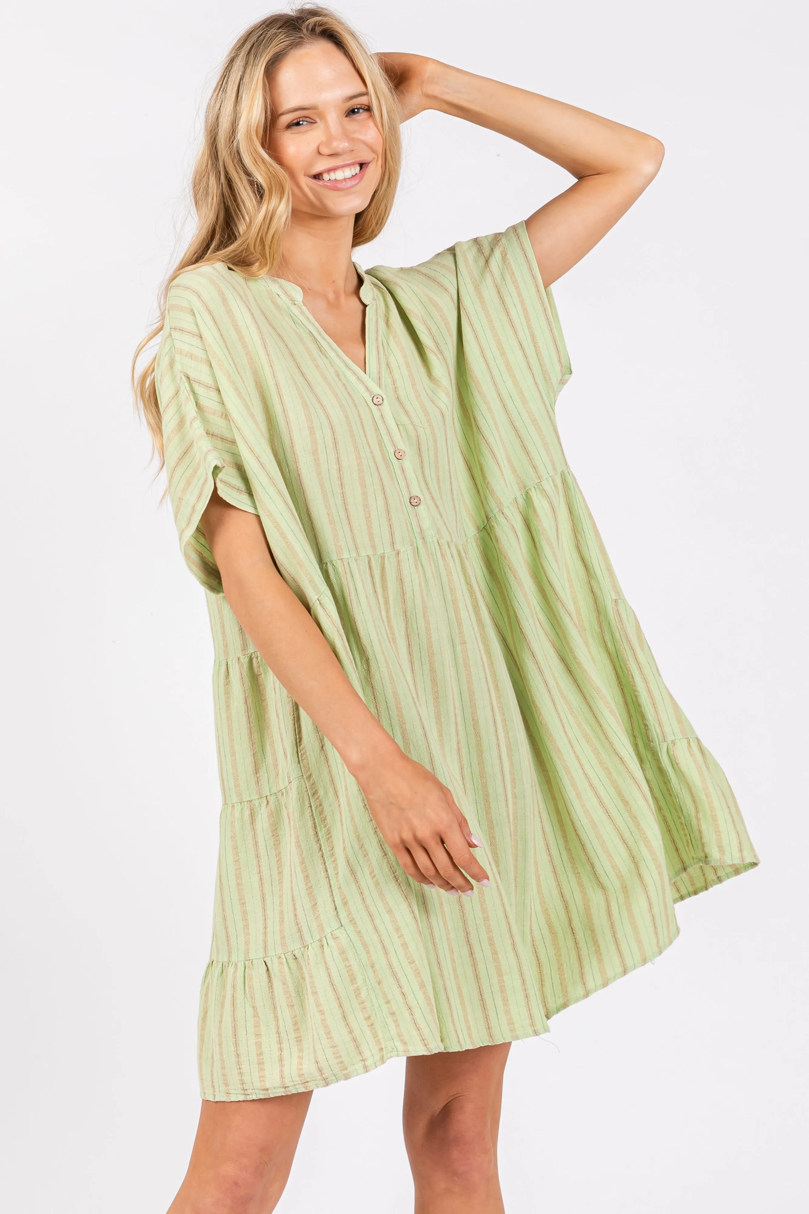 Mint Green Striped Button Front Dress sold by Pinkblush product image thumbnail 5