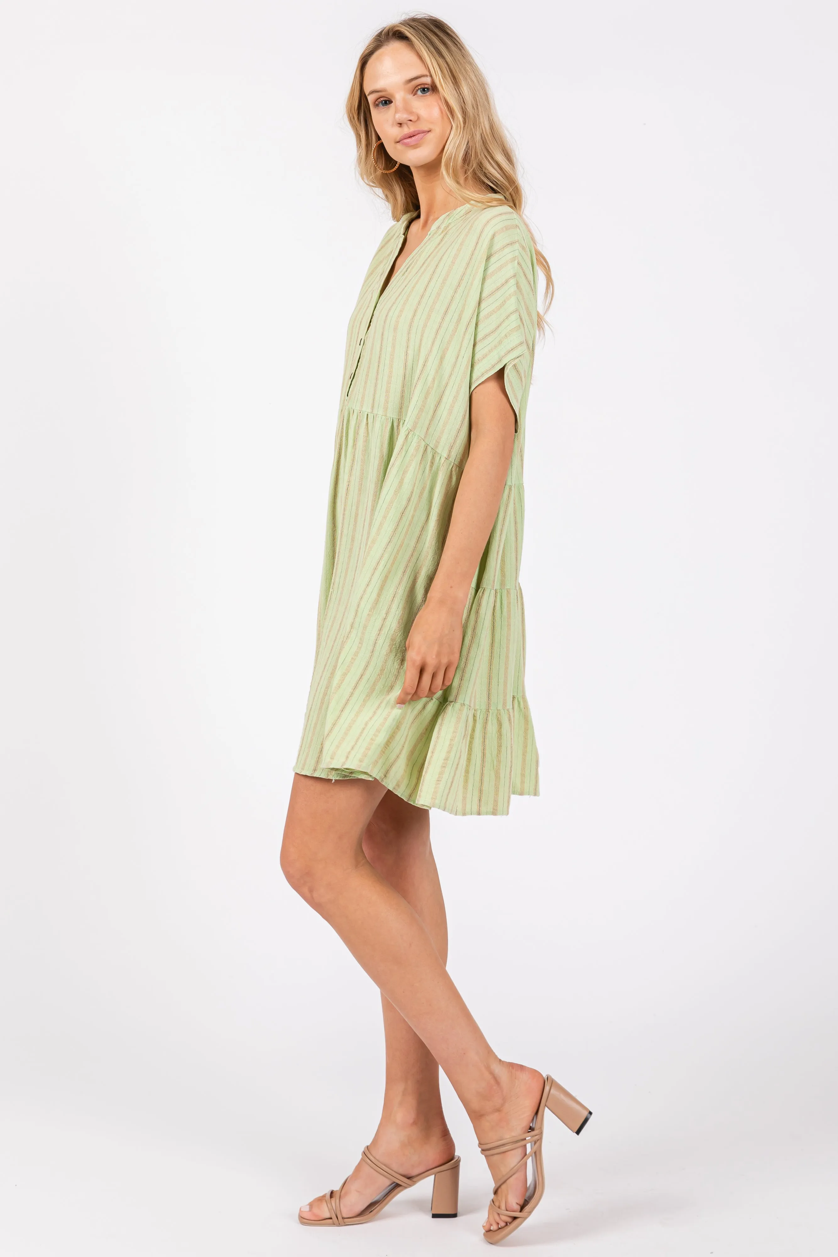 Mint Green Striped Button Front Dress sold by Pinkblush product image thumbnail 3