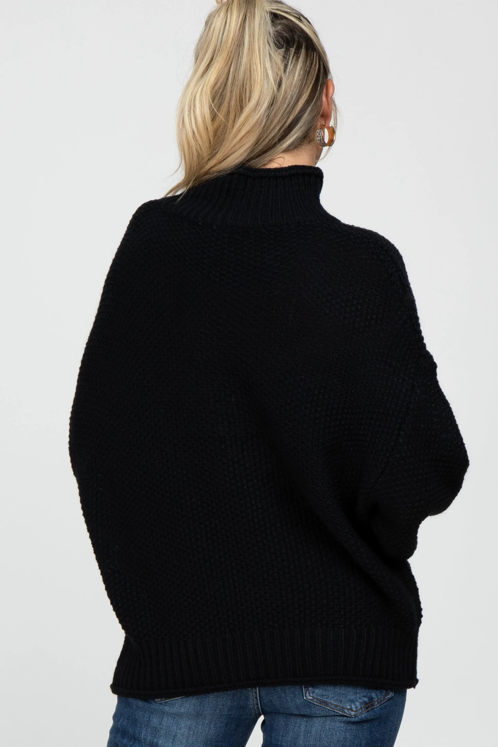 Black Mock Neck Cable Knit Maternity Sweater sold by Pinkblush product image thumbnail 5