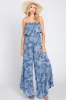 Blue Floral Ruffle Overlay Jumpsuit sold by Pinkblush