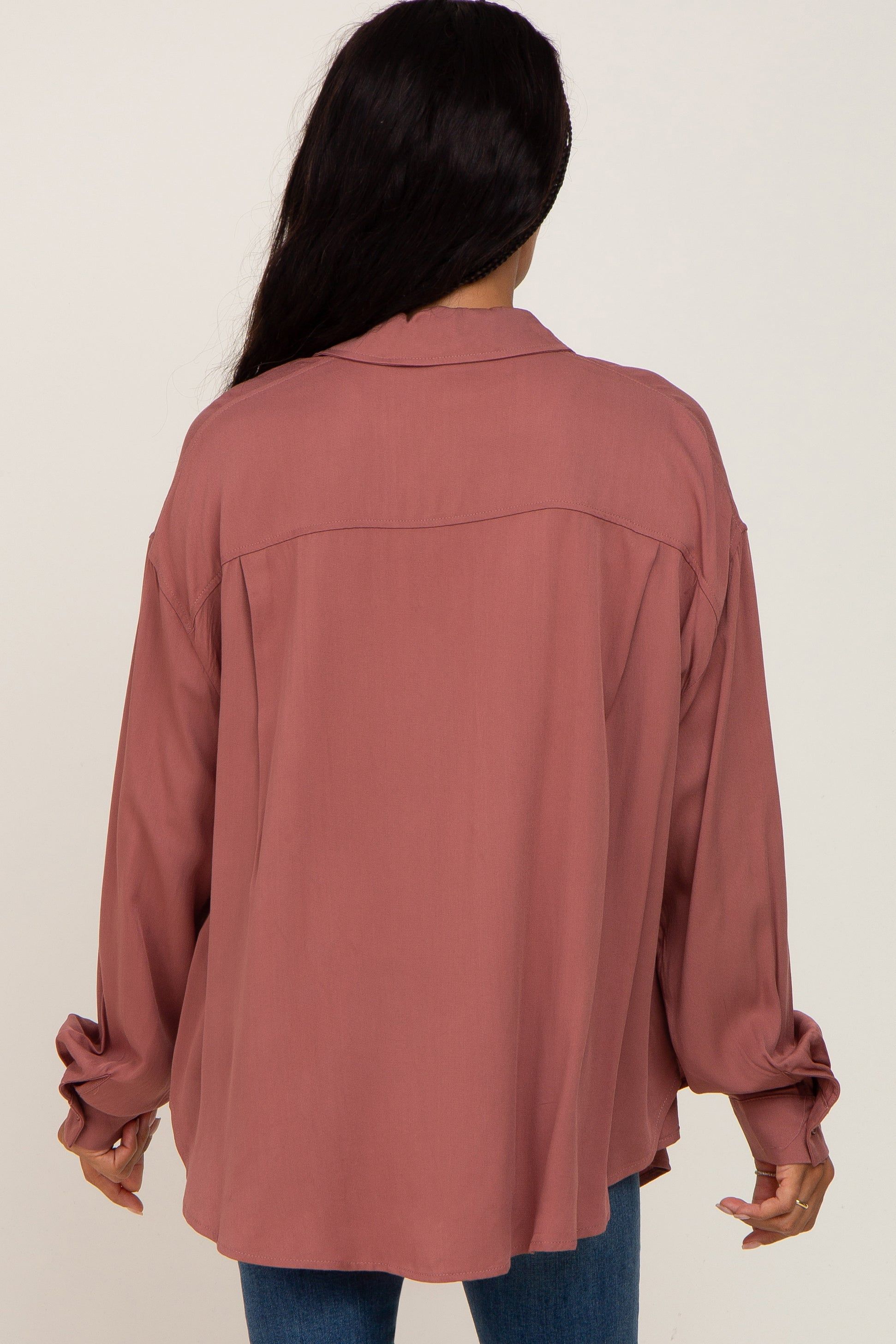 Mauve Oversized Button Down Blouse sold by Pinkblush product image thumbnail 3