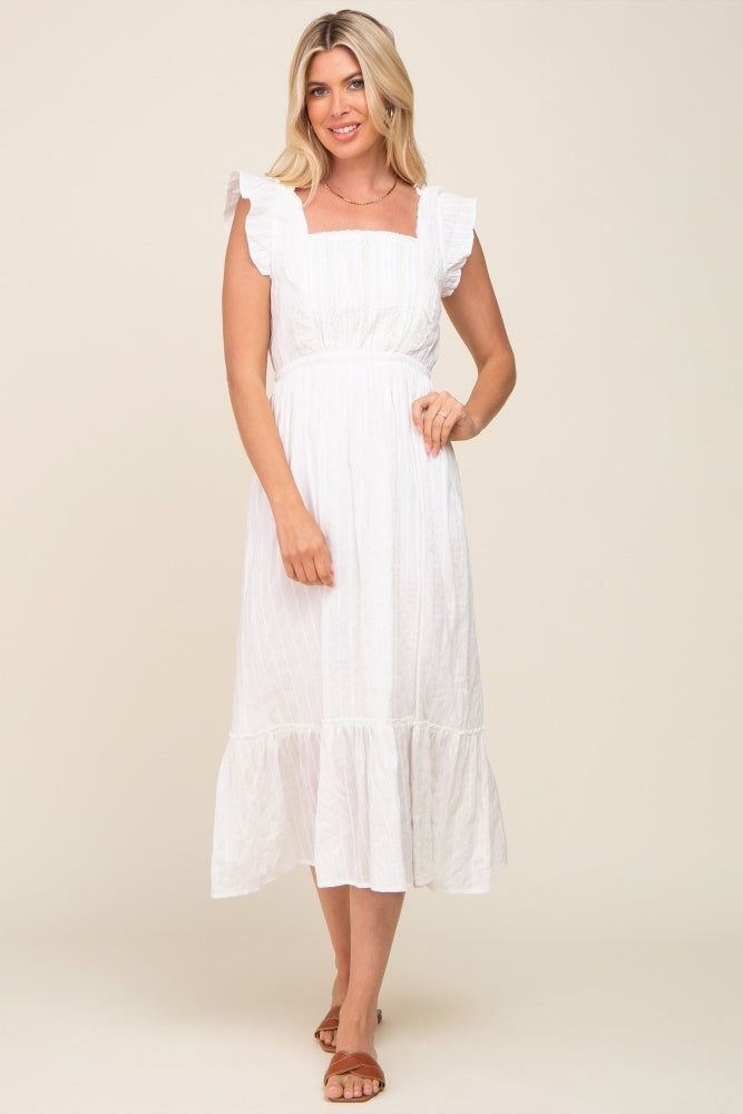 Ivory Lace Pleated Maternity Midi Dress sold by Pinkblush product image thumbnail 5