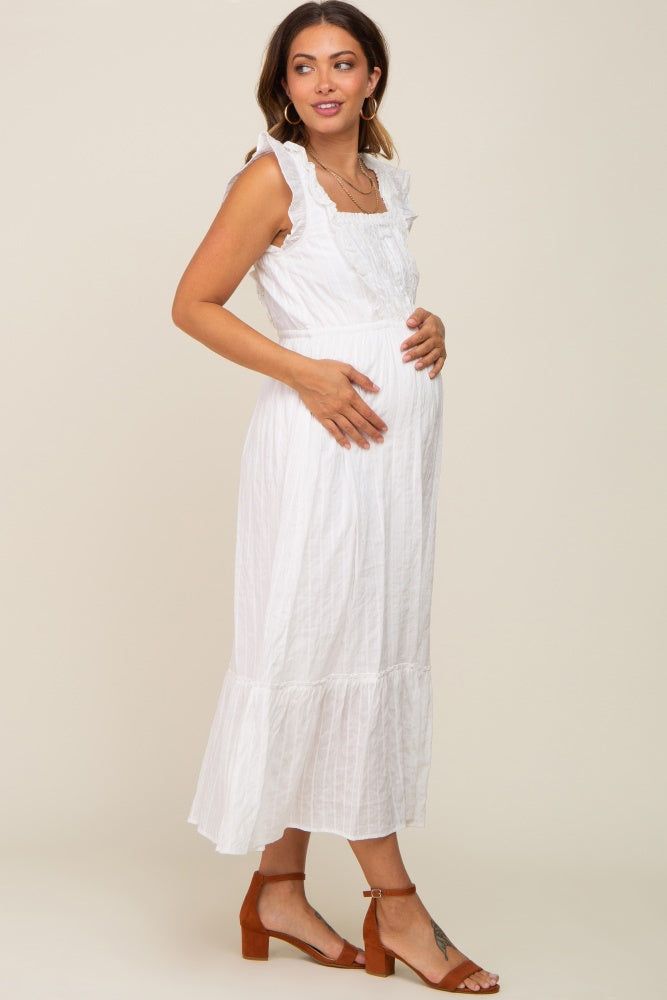 Ivory Lace Pleated Maternity Midi Dress sold by Pinkblush product image thumbnail 2