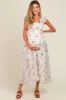 Blue Floral Smocked Maternity Midi Dress sold by Pinkblush