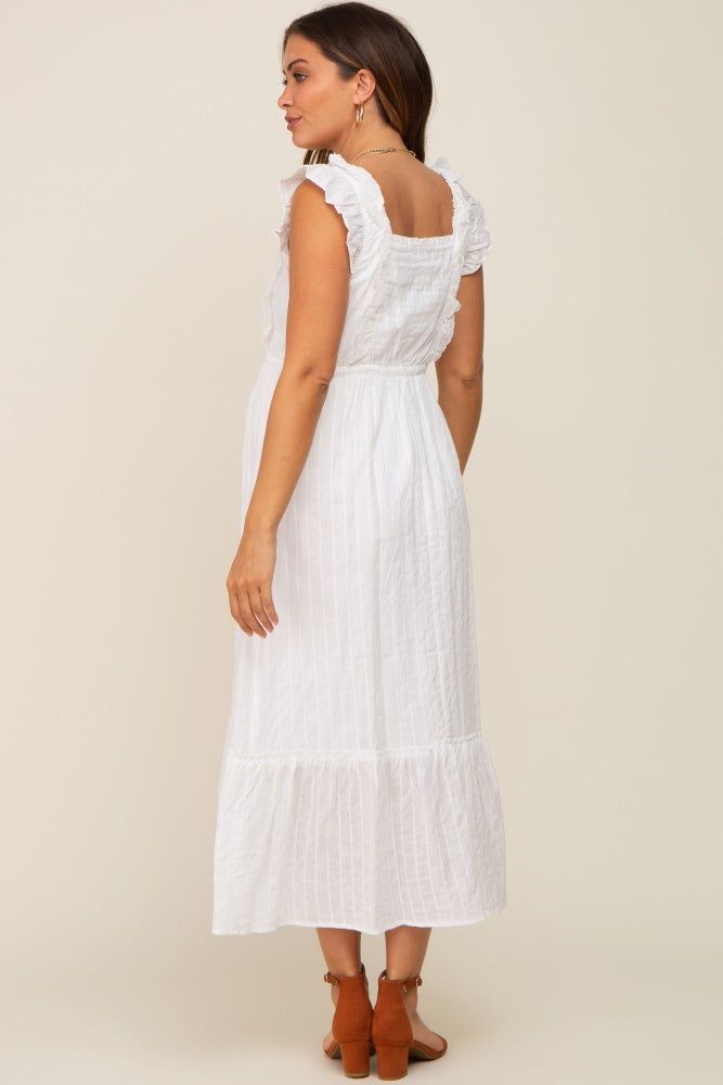 Ivory Lace Pleated Maternity Midi Dress sold by Pinkblush product image thumbnail 3