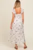 Blue Floral Smocked Maternity Midi Dress sold by Pinkblush