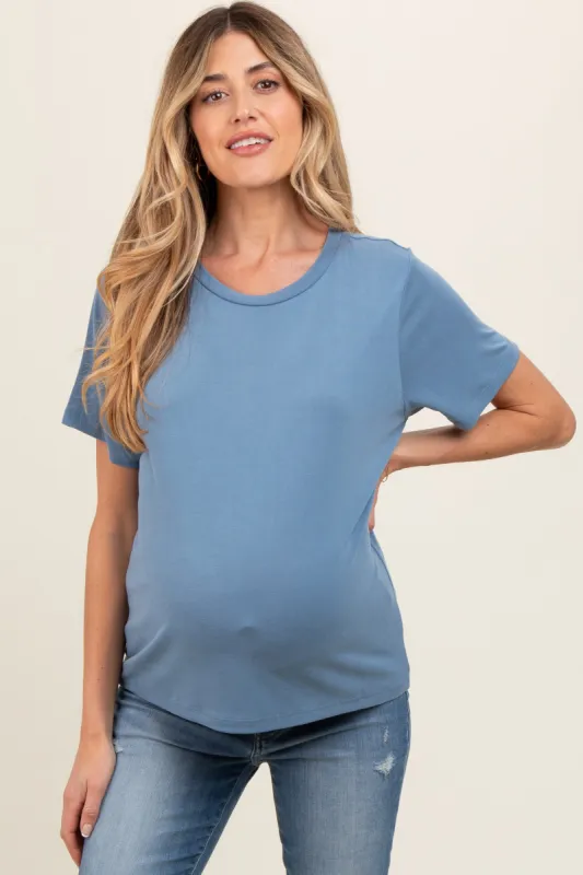 Light Blue Dolman Sleeve Maternity Top sold by Pinkblush