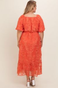 Orange Embroidered Tiered Plus Maternity Maxi Dress sold by Pinkblush