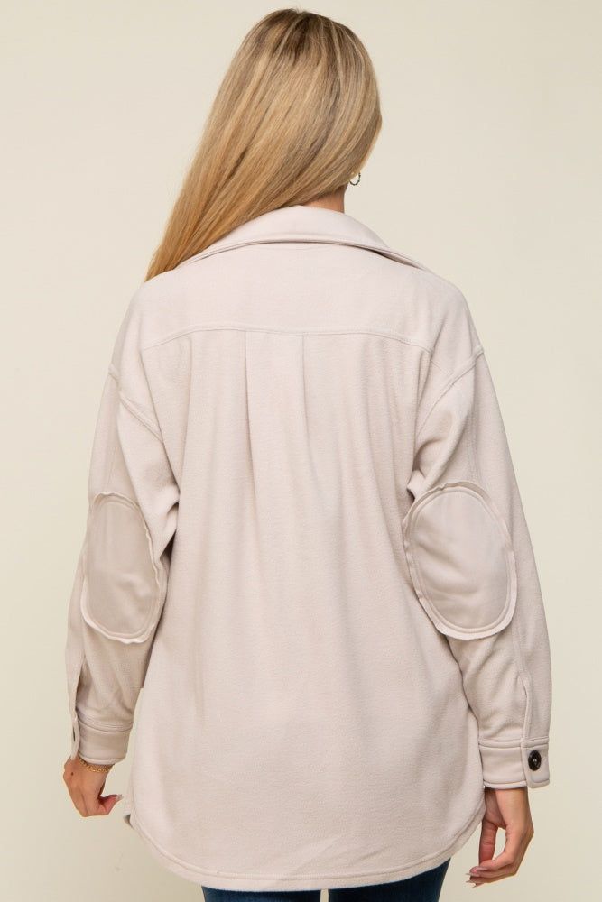 Beige Fleece Double Front Pocket Maternity Jacket sold by Pinkblush product image thumbnail 3