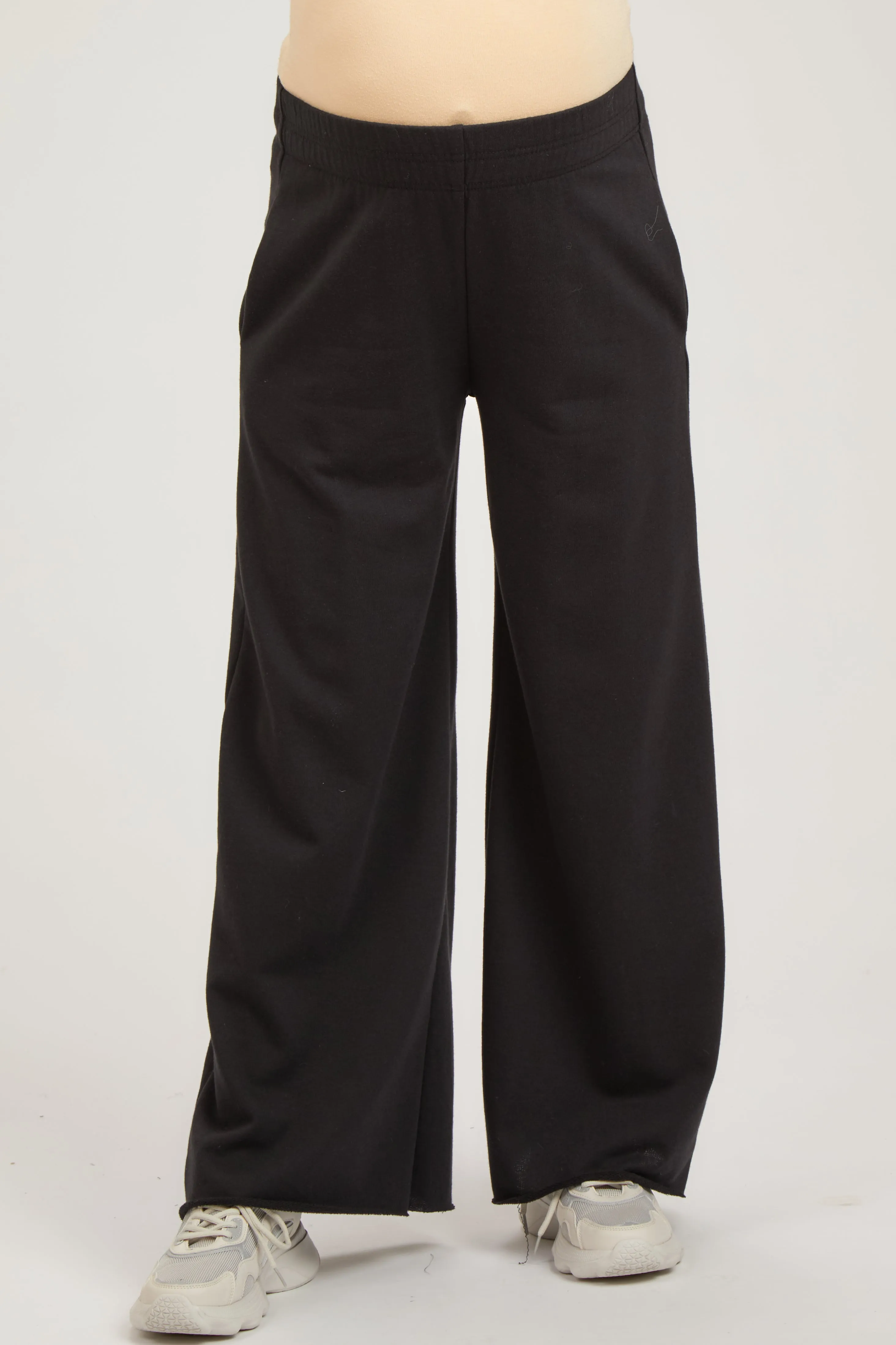 Black Soft Fleece Wide Leg Maternity Lounge Pants sold by Pinkblush product image thumbnail 2
