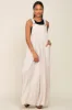 Beige Sleeveless Wide Leg Maternity Jumpsuit sold by Pinkblush